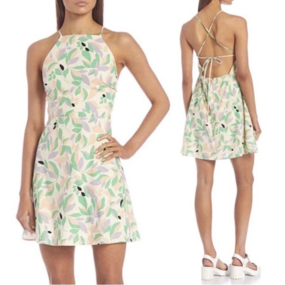 NWT Gianni Bini‎ Halter Sleeveless Floral Mini Dress Boho Coquette Cottagecore